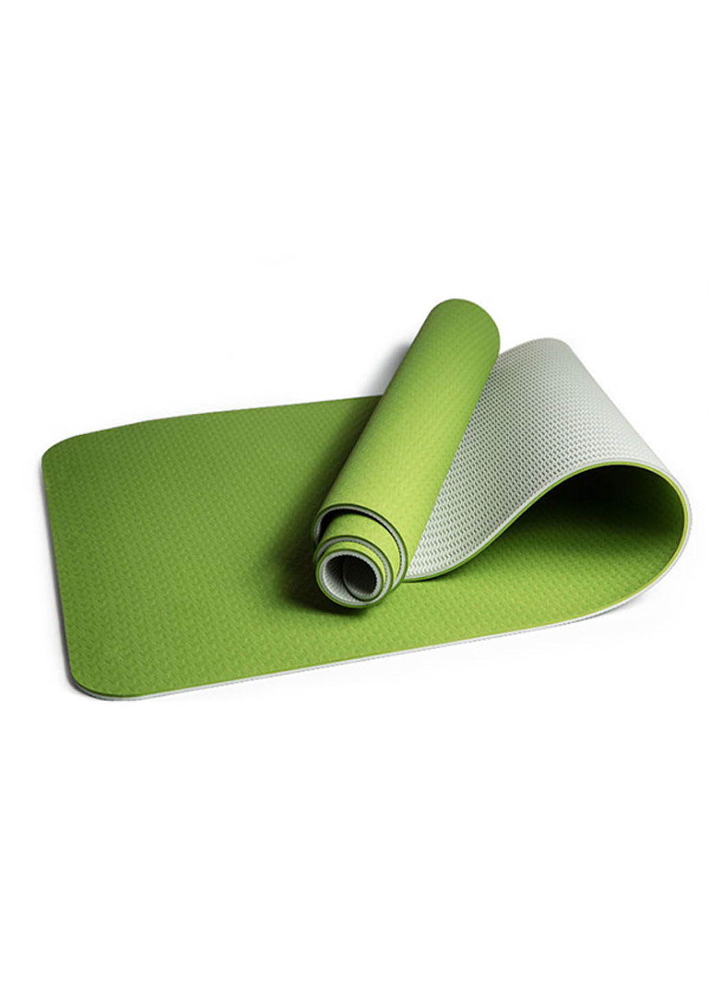Килимок для йоги та фітнесу (йога мат) TPE + TC 183х61см товщина 6мм двошаровий зелений-сірий EasyFit (237596303)