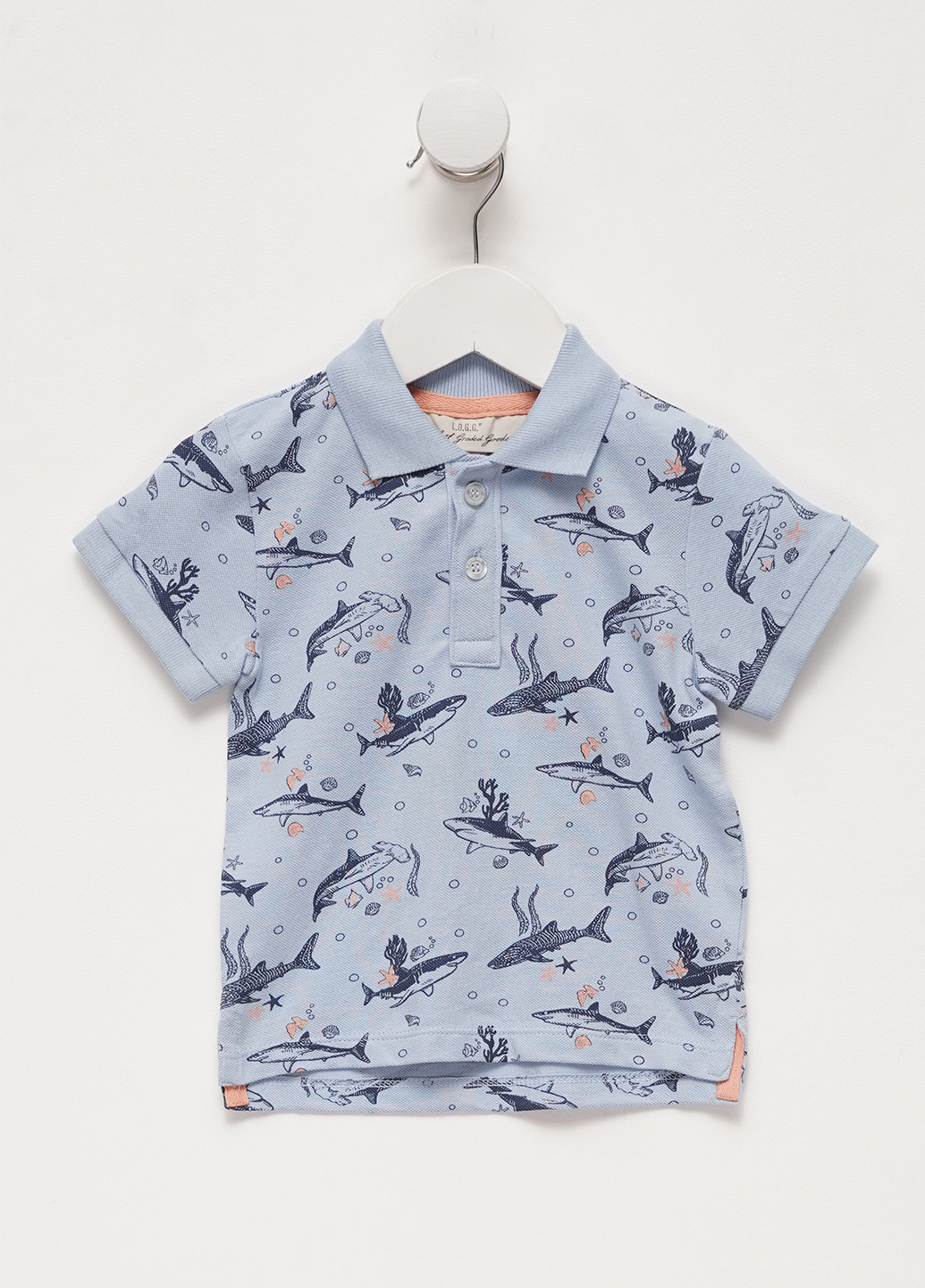 Темно-голубой детская футболка-поло для мальчика H&M морская тематика