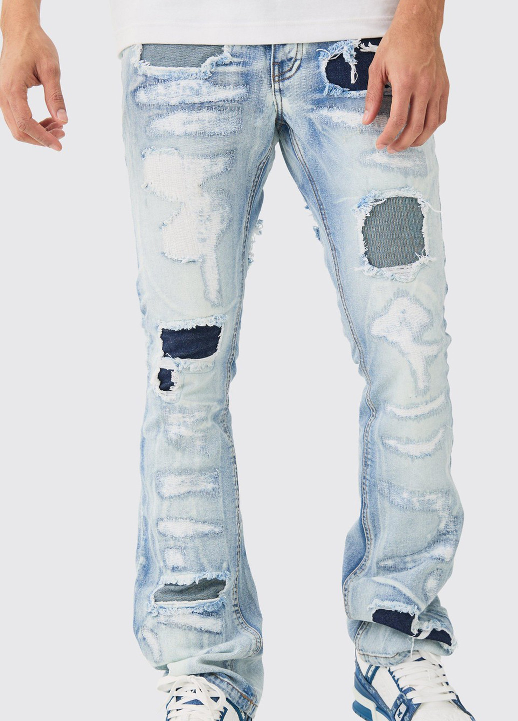 Голубые демисезонные скинни джинсы Boohoo