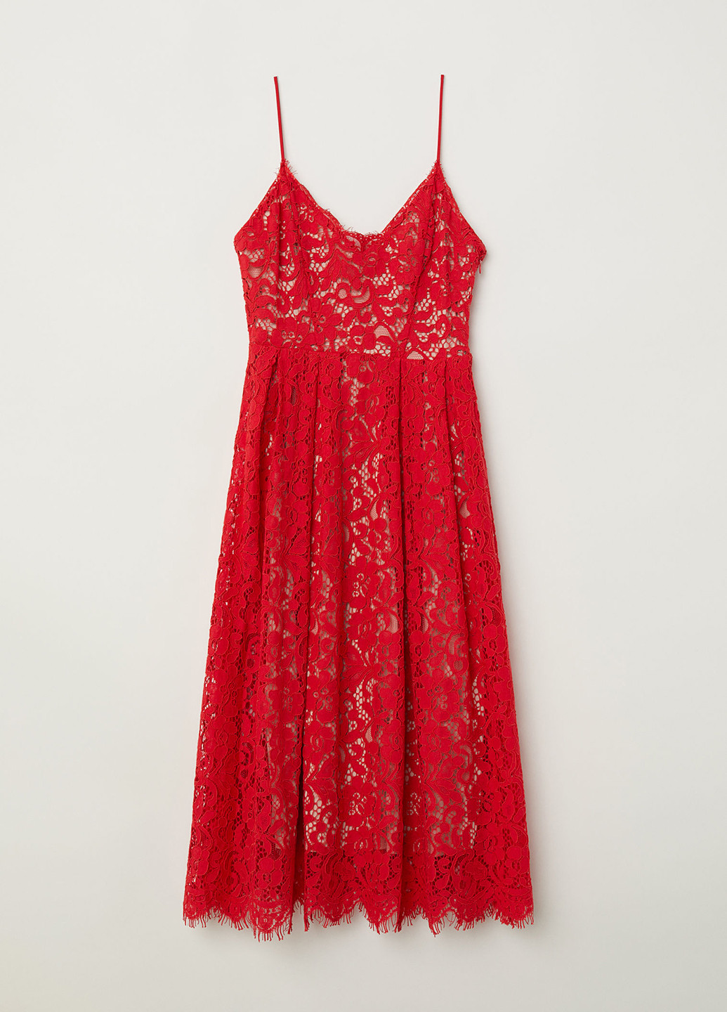 Красное коктейльное платье клеш H&M однотонное