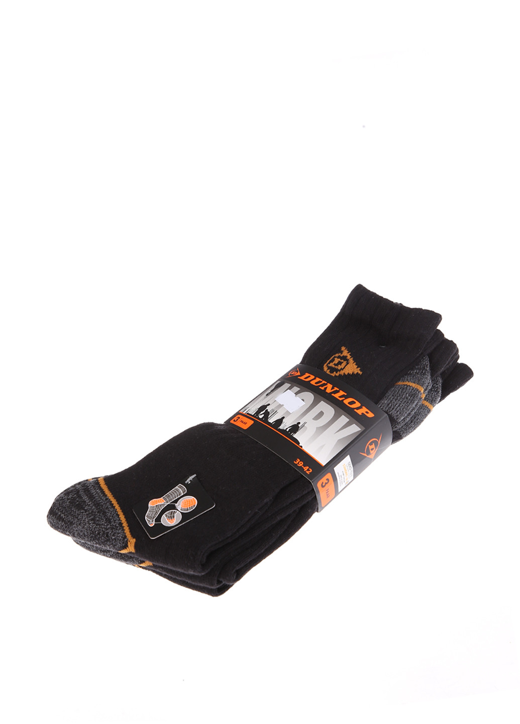 Носки (3 пары) Dunlop с уплотненным носком рисунки чёрные повседневные