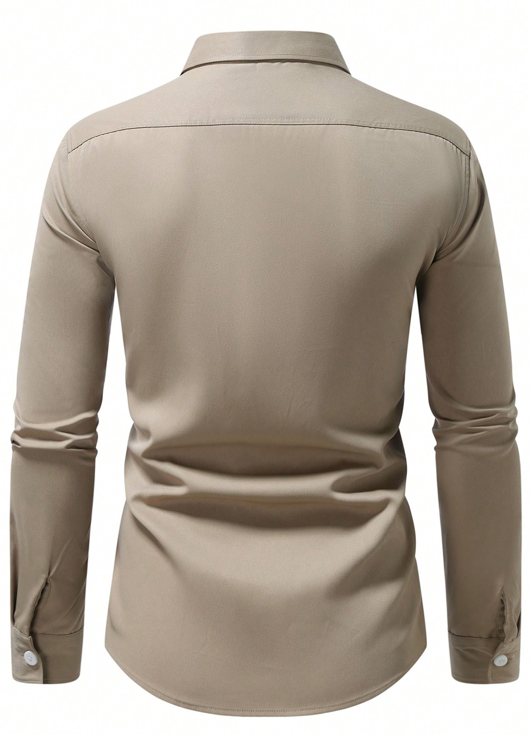 Оливковковая (хаки) классическая рубашка однотонная SHEIN