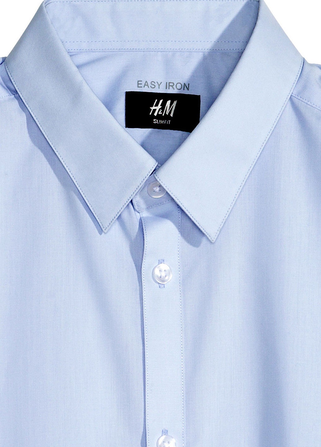 Сорочка H&M однотонна блакитна ділова бавовна