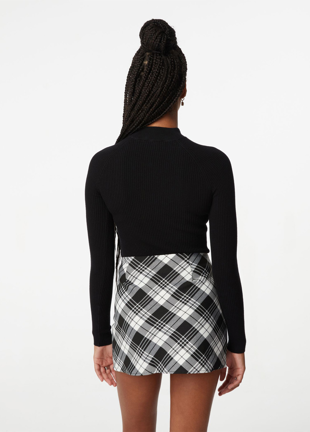 Черно-белая кэжуал в клетку юбка Jennyfer