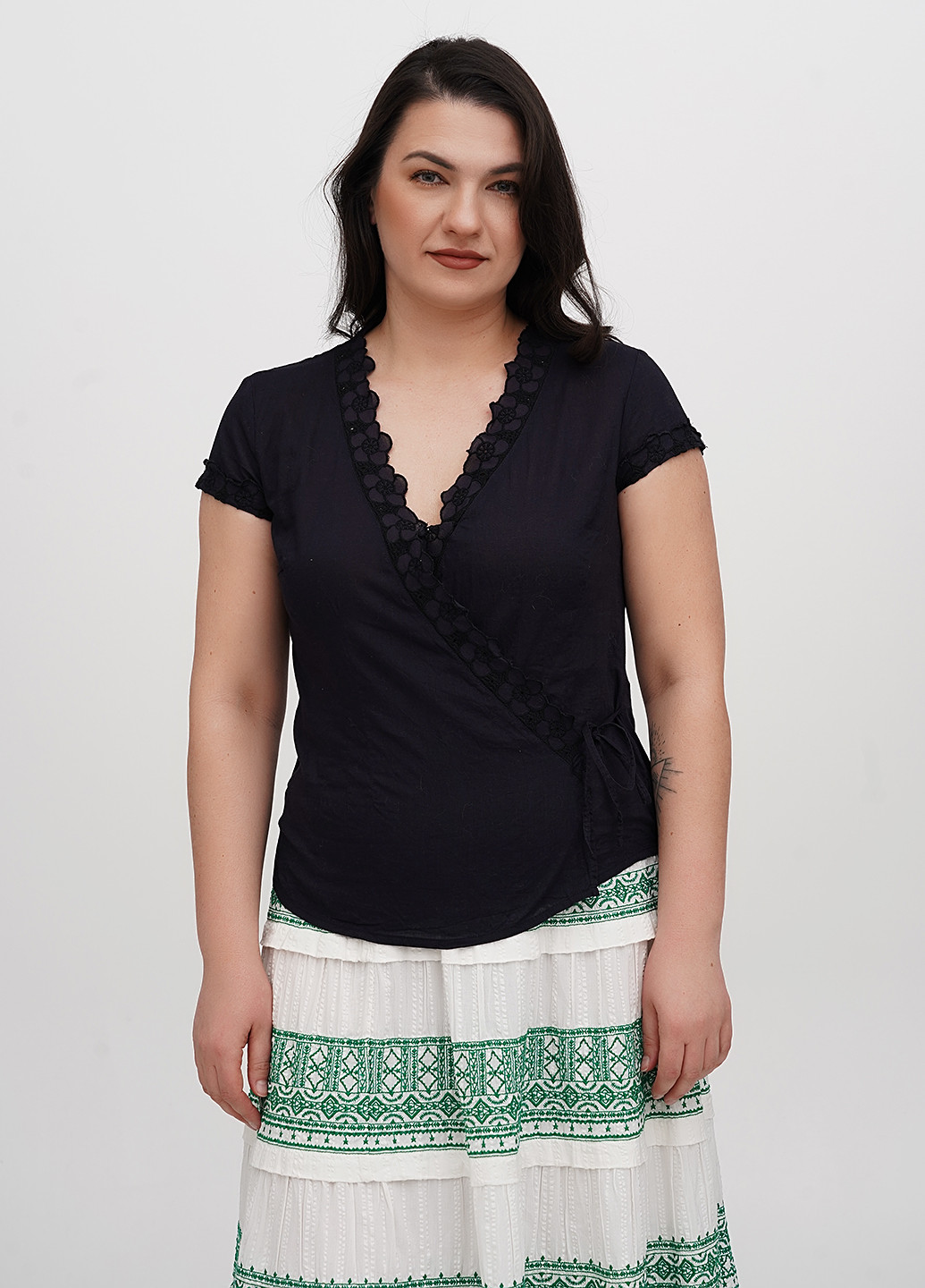 Темно-синя блуза на запах H&M