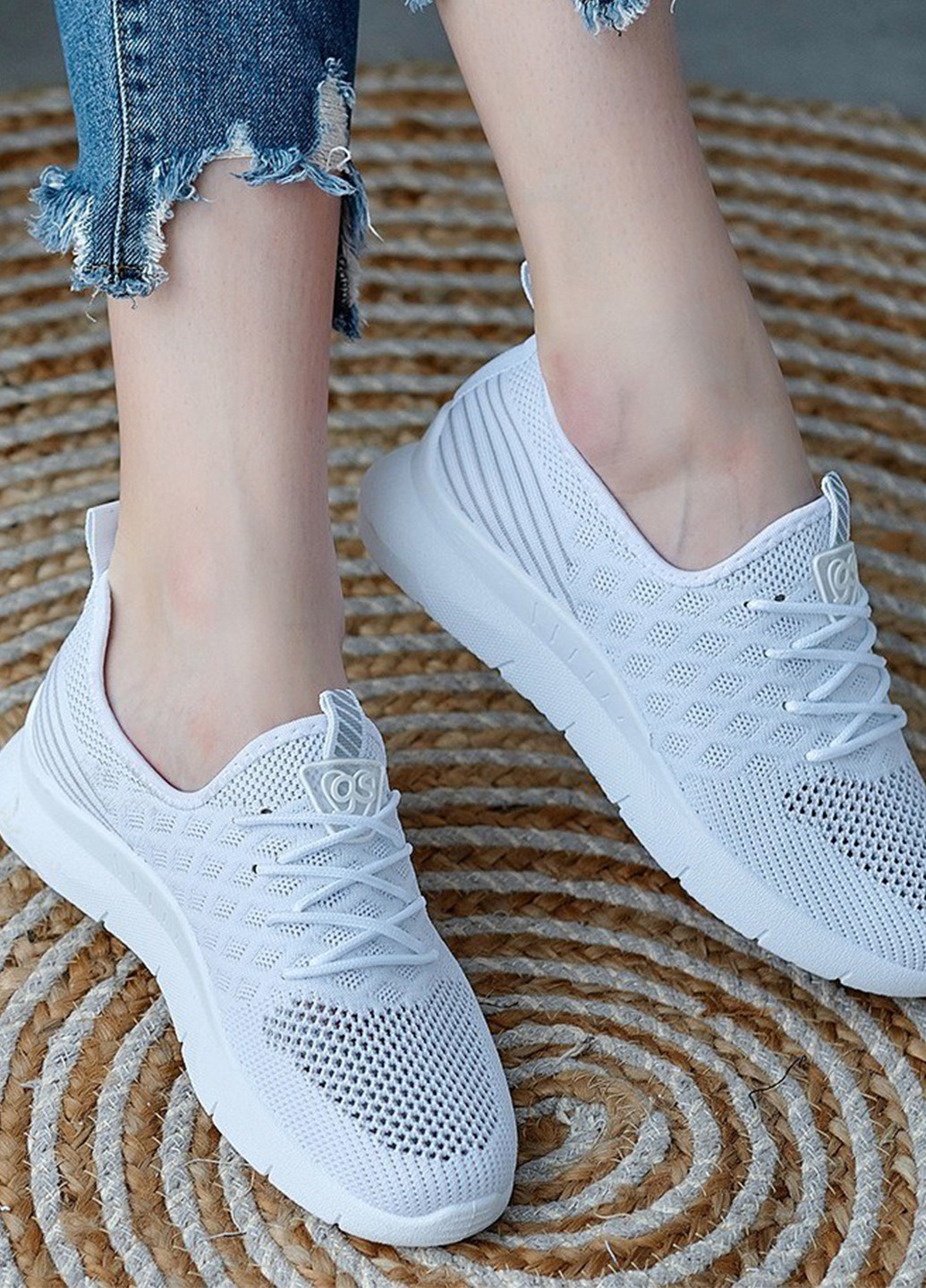 Белые демисезонные кроссовки женские летние из текстиля белые (1426990766) Gipanis