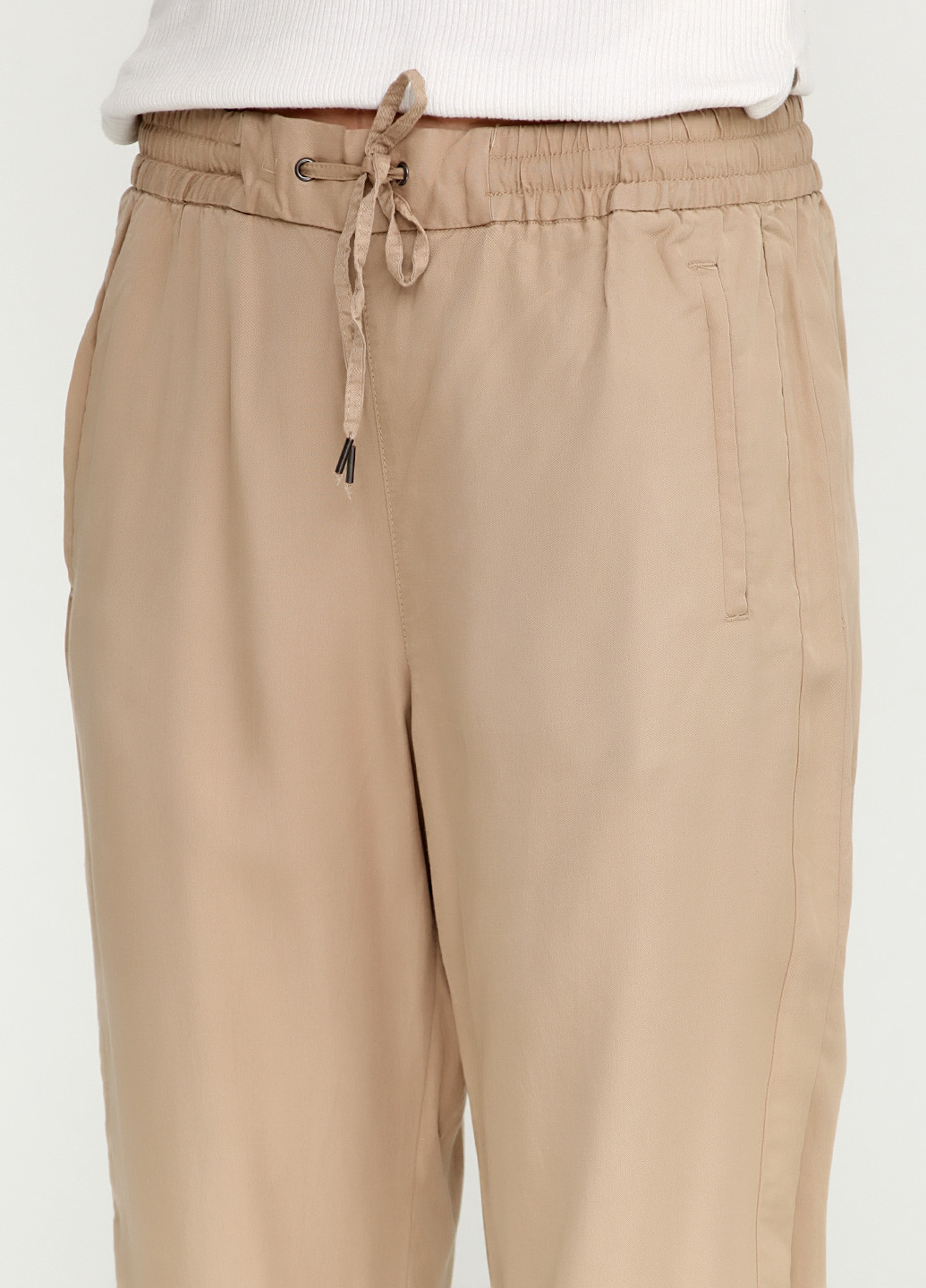Бежевые кэжуал летние зауженные брюки H&M