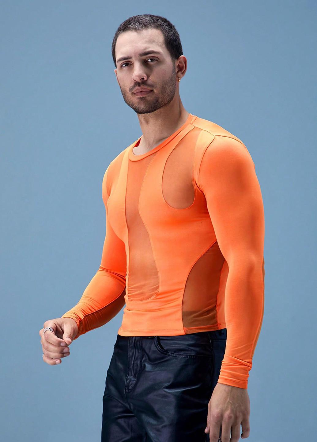 Лонгслів SHEIN однотонний помаранчевий спортивні, кежуали поліестер