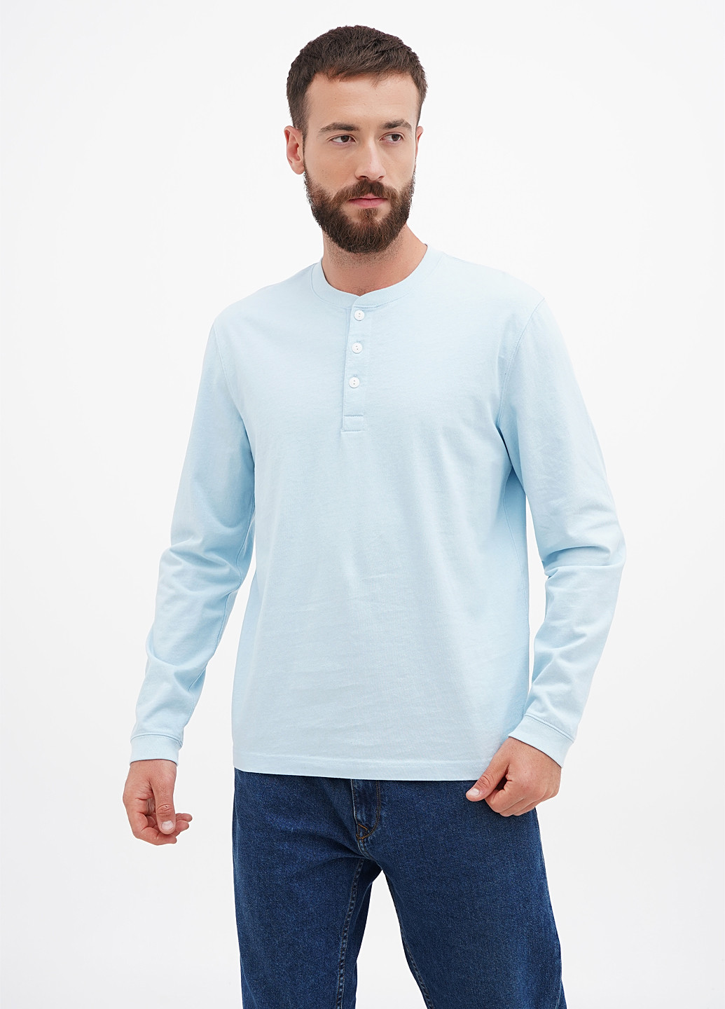 Голубой демисезонный кэжуал лонгслив J.Crew однотонный