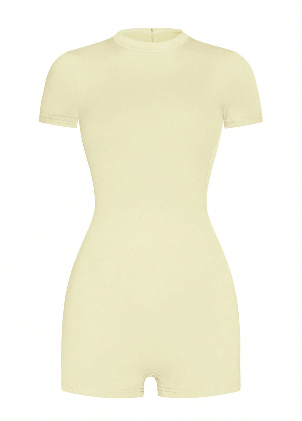 Комбінезон SHEIN комбінезон-шорти однотонний світло-жовтий спортивний поліестер, трикотаж