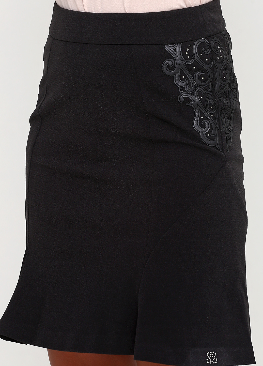 Черная кэжуал однотонная юбка Sassofono а-силуэта (трапеция)