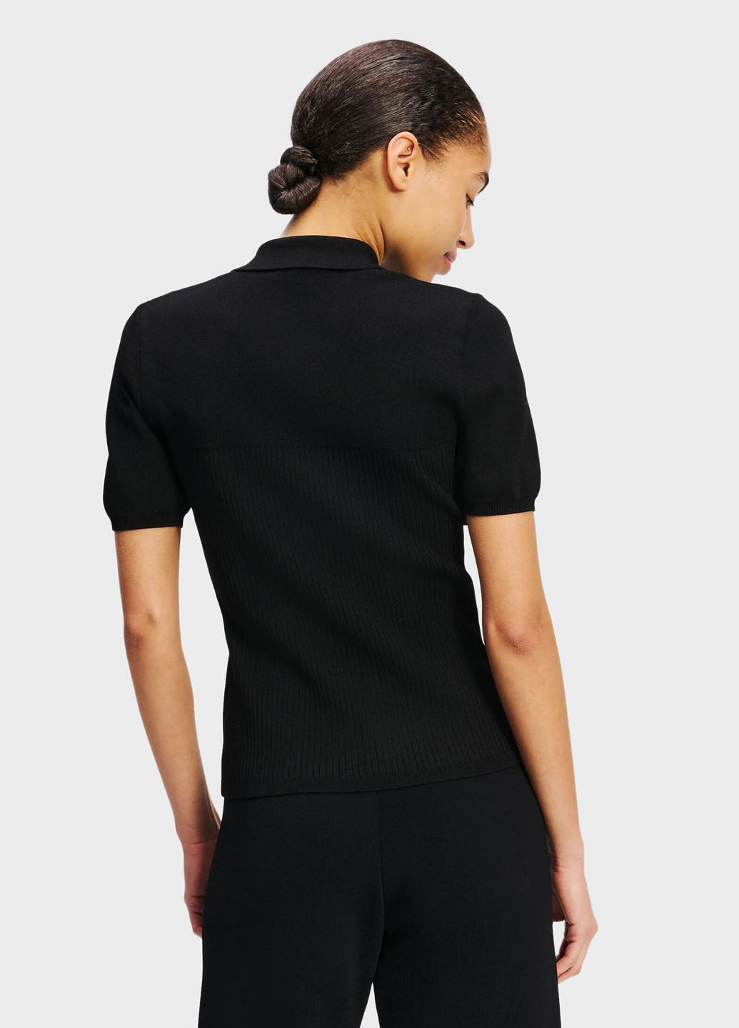 Черная женская футболка-поло Karl Lagerfeld однотонная