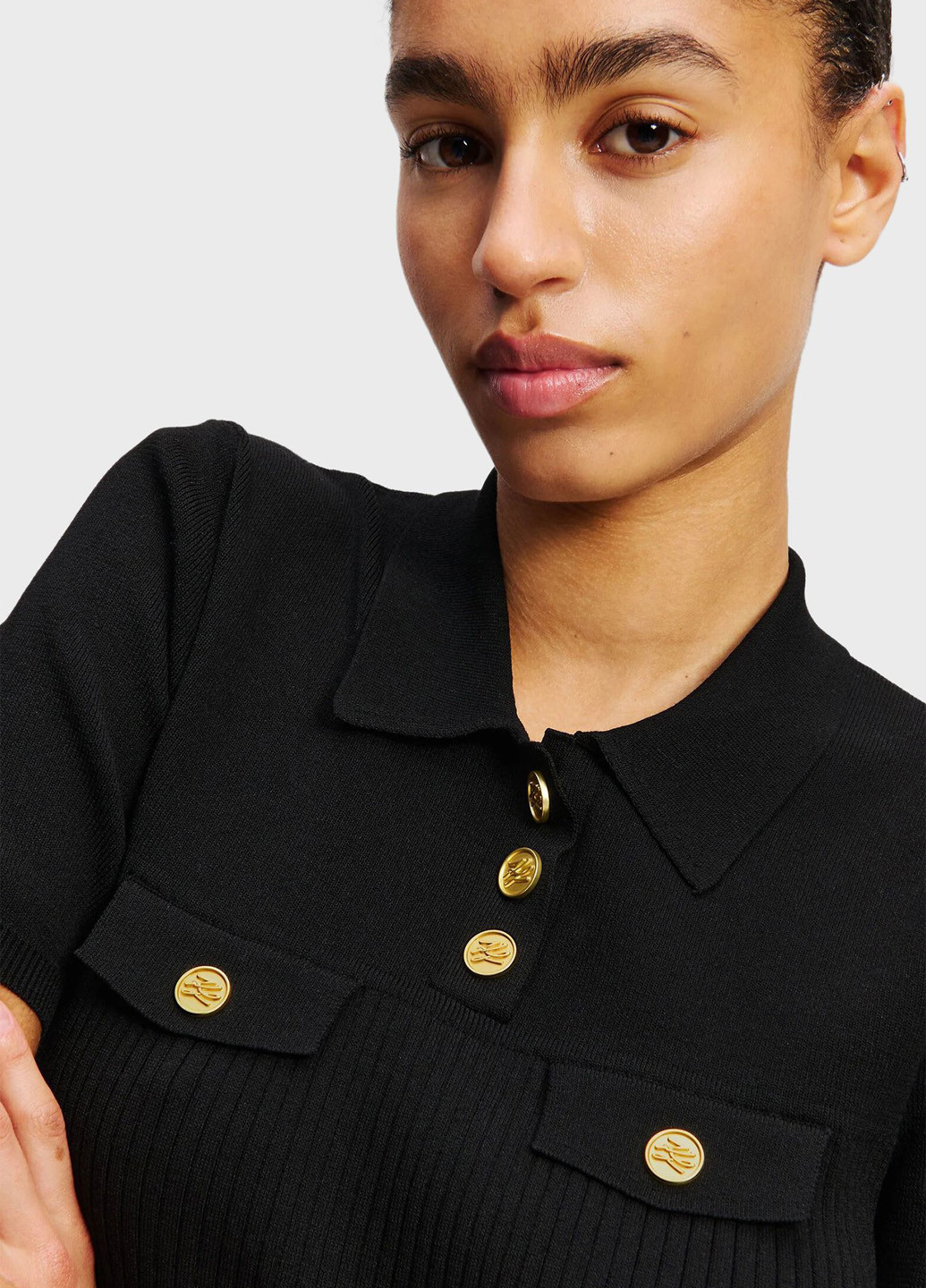 Черная женская футболка-поло Karl Lagerfeld однотонная