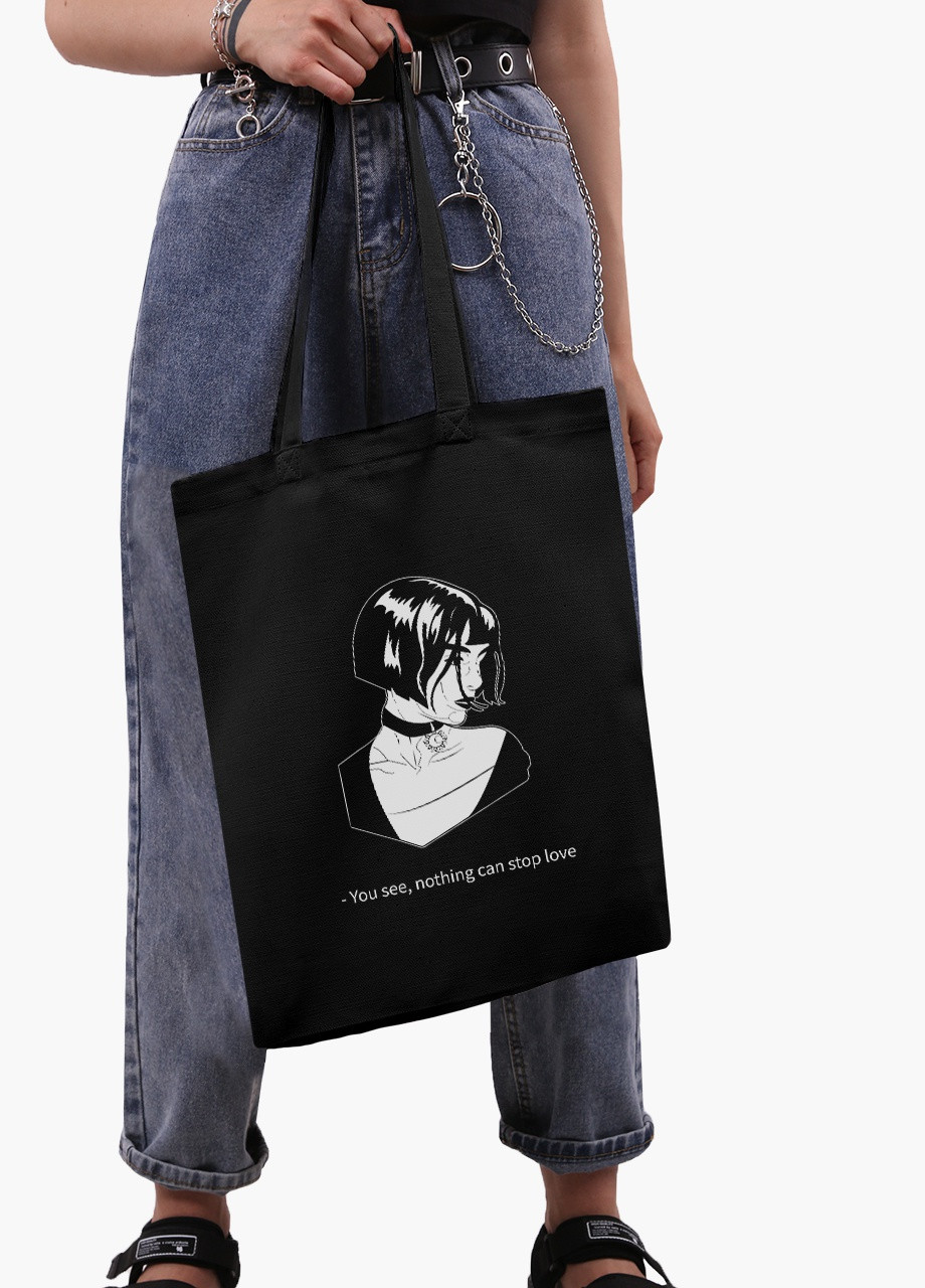 Еко сумка шоппер чорна Леон кілер (Leon) (9227-1450-BK) MobiPrint (236390012)
