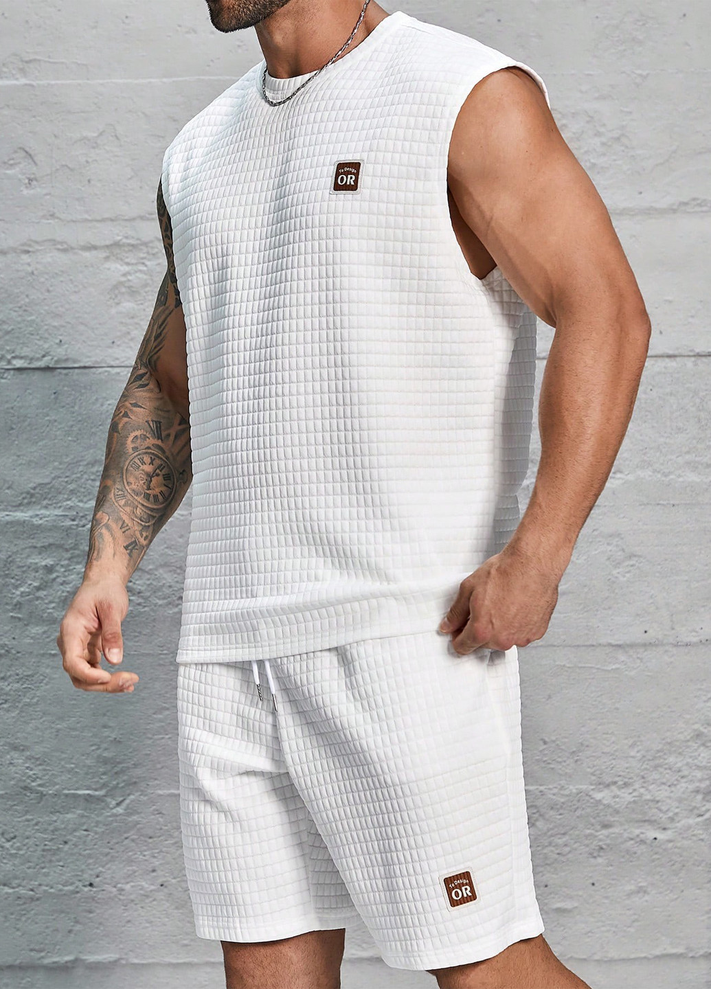 Белый летний костюм (майка, шорты) с шортами SHEIN