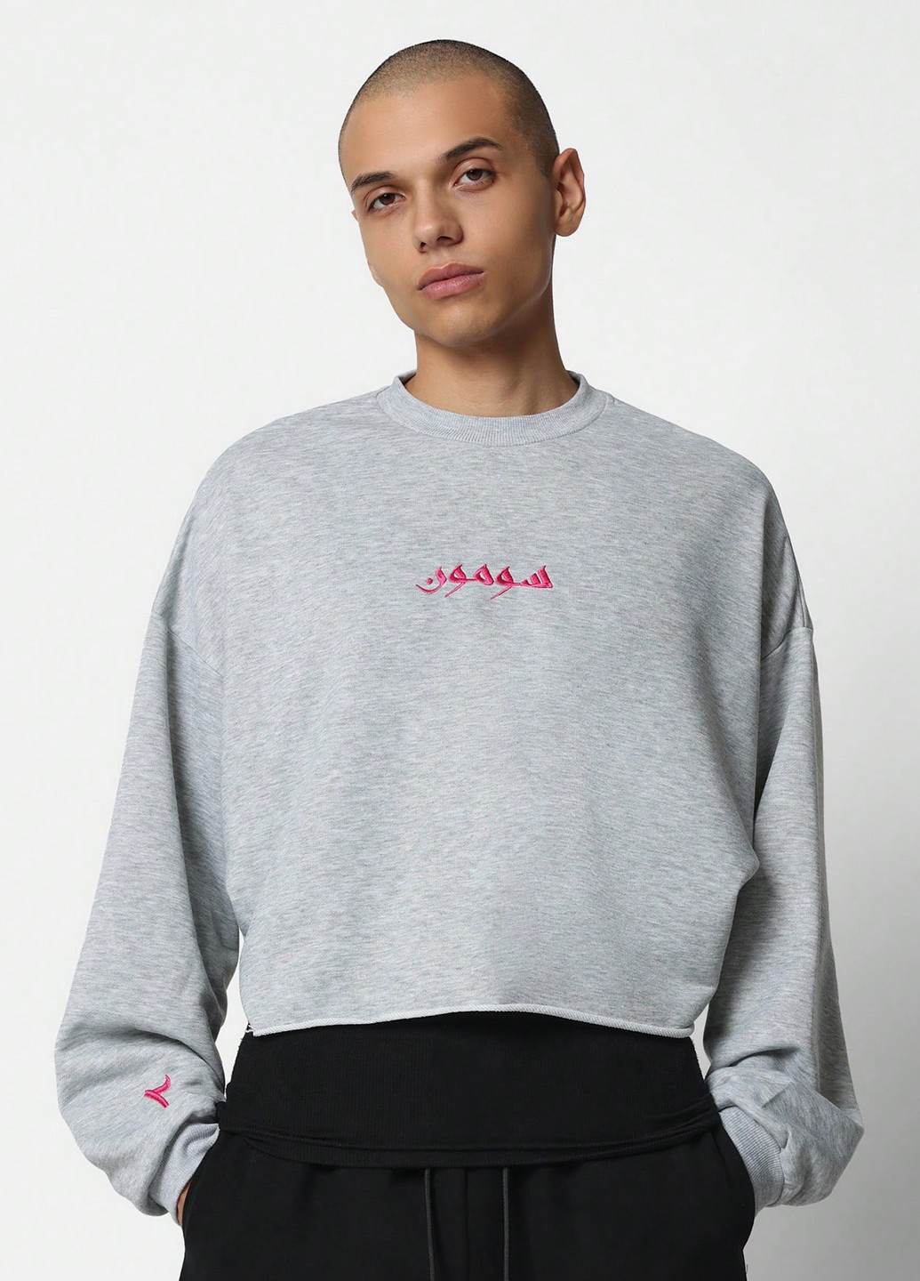 Сірий світшот SHEIN меланж без декору (331536145)