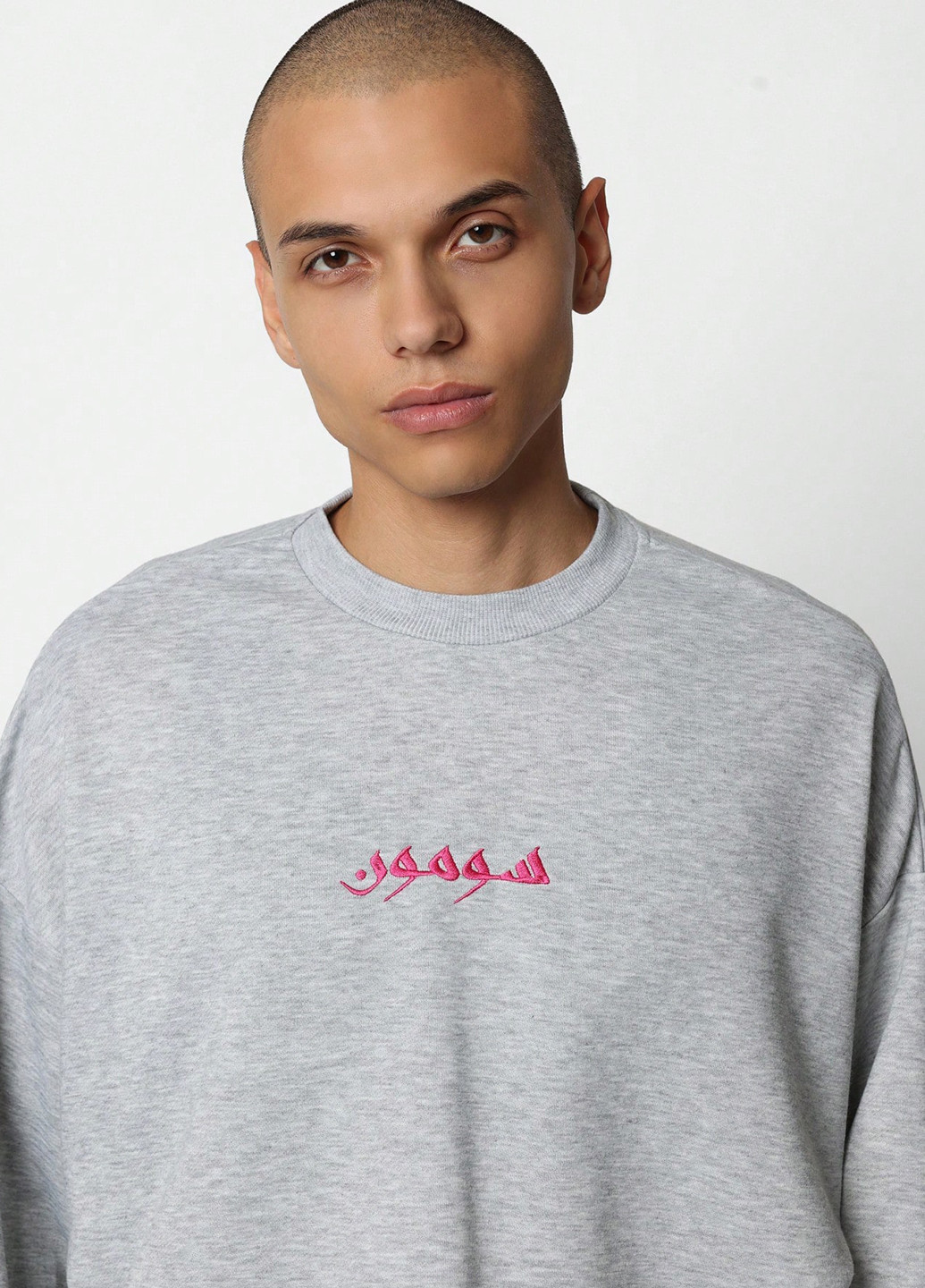 Сірий світшот SHEIN меланж без декору (331536145)