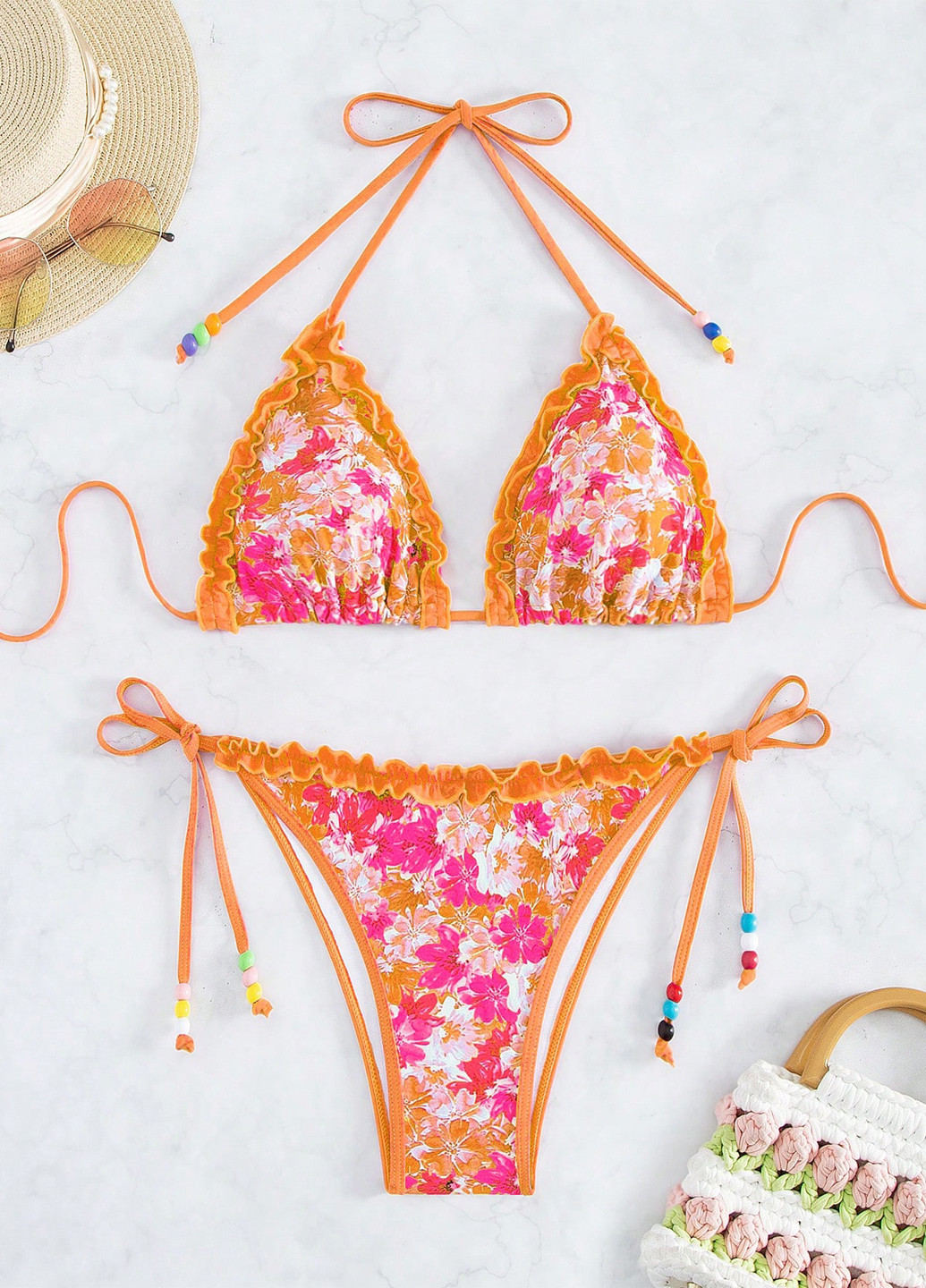 Комбинированный летний купальник (лиф, трусики) раздельный, бикини SHEIN