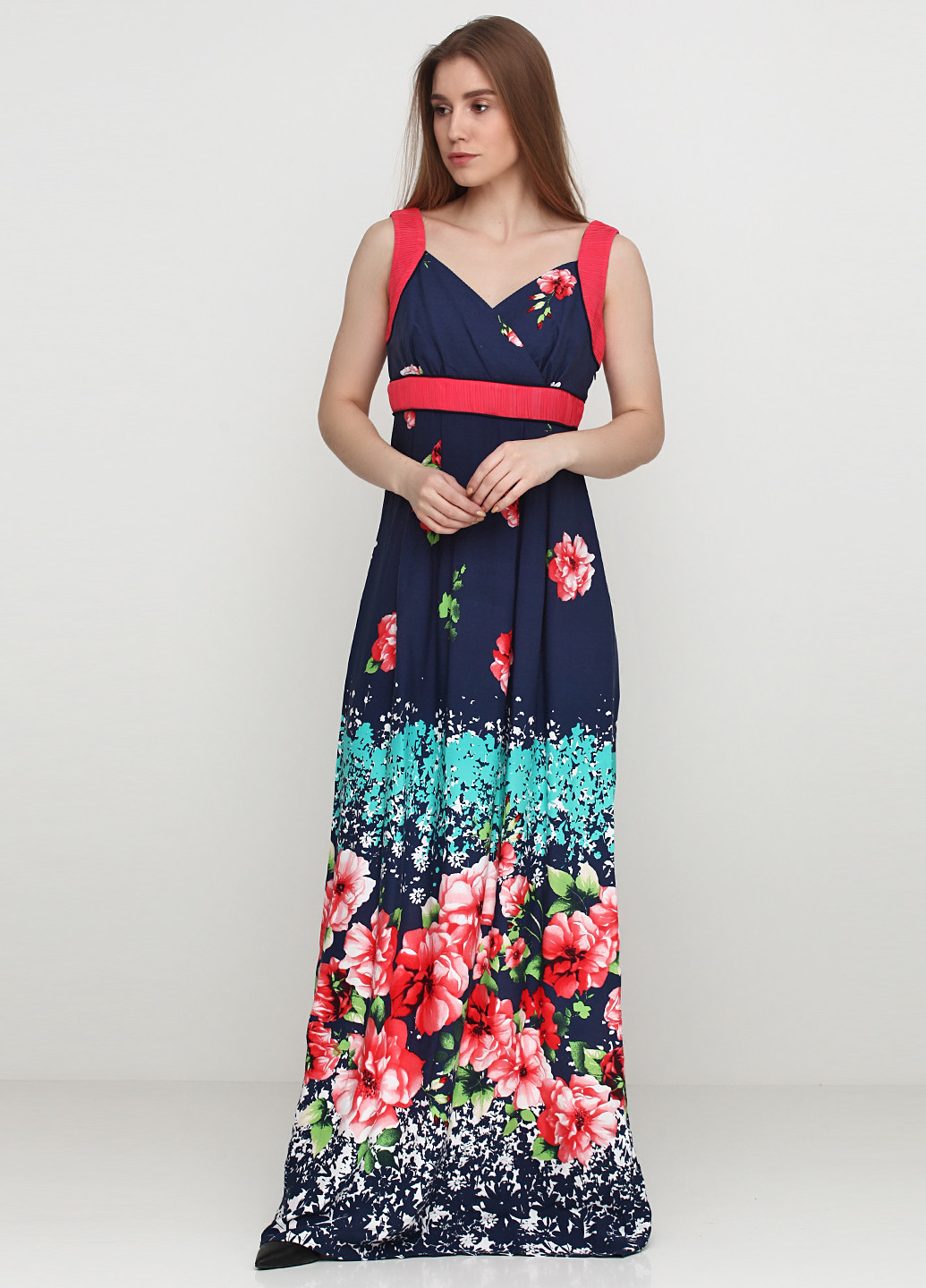 Темно-синее кэжуал платье Sassofono с цветочным принтом