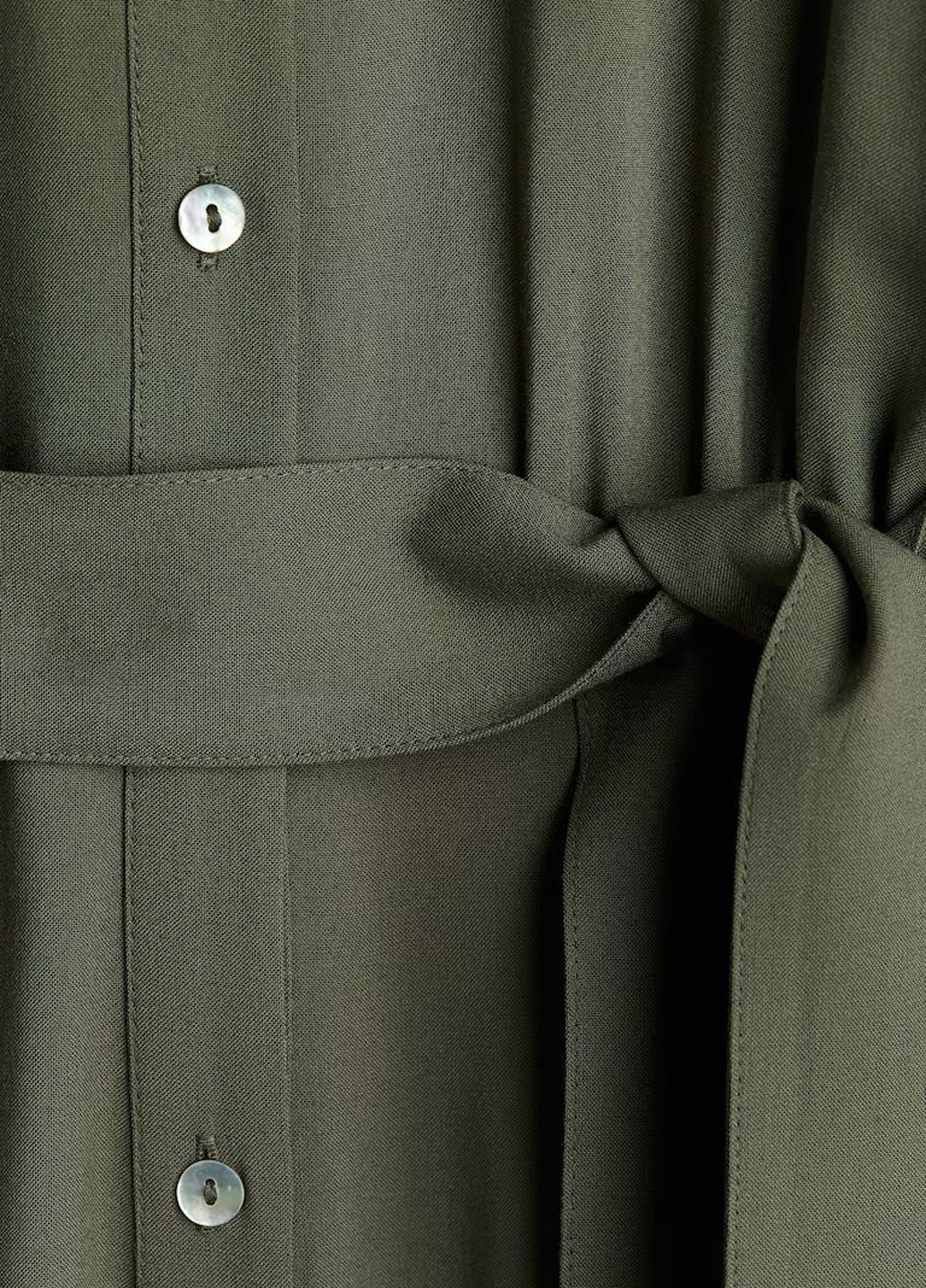 Оливковое (хаки) кэжуал платье рубашка H&M однотонное