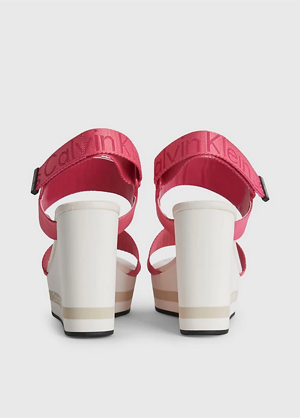 Розовые босоножки Calvin Klein на липучке с белой подошвой, с логотипом