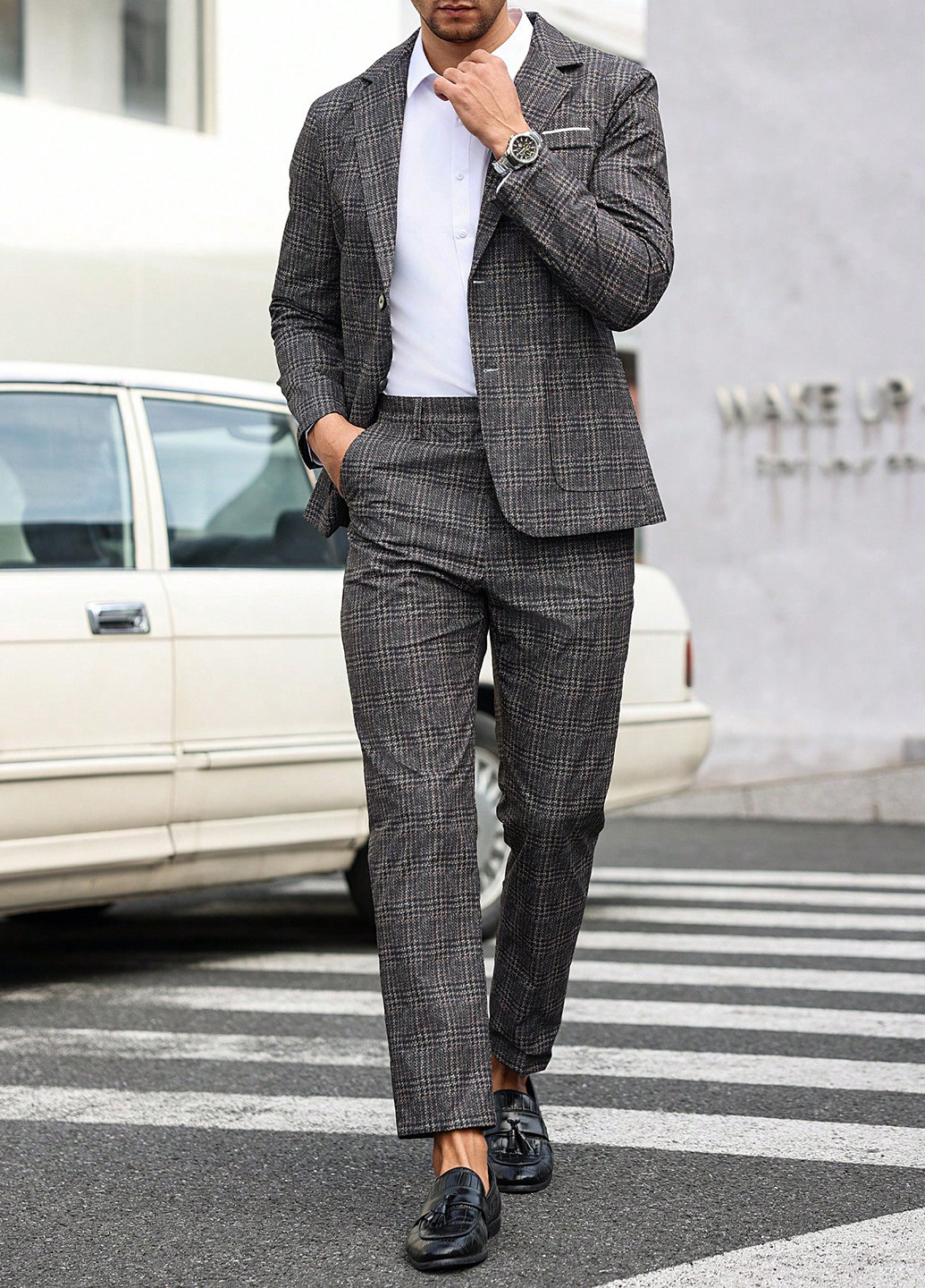 Темно-сірий демісезонний костюм (піджак, штани) брючний SHEIN