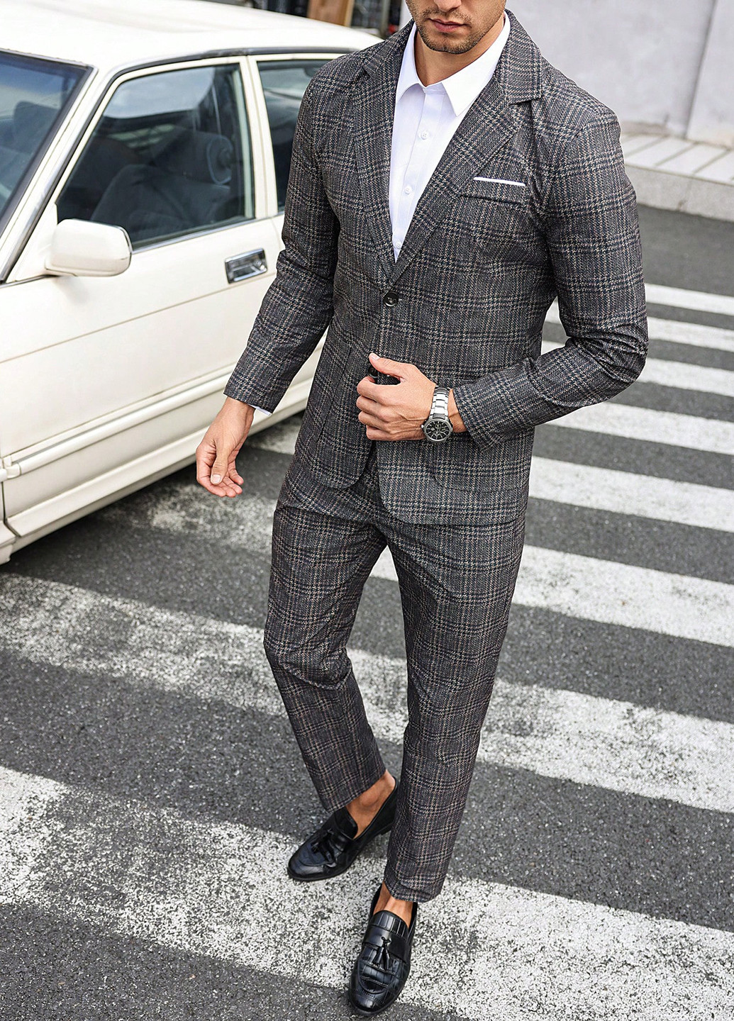 Темно-сірий демісезонний костюм (піджак, штани) брючний SHEIN