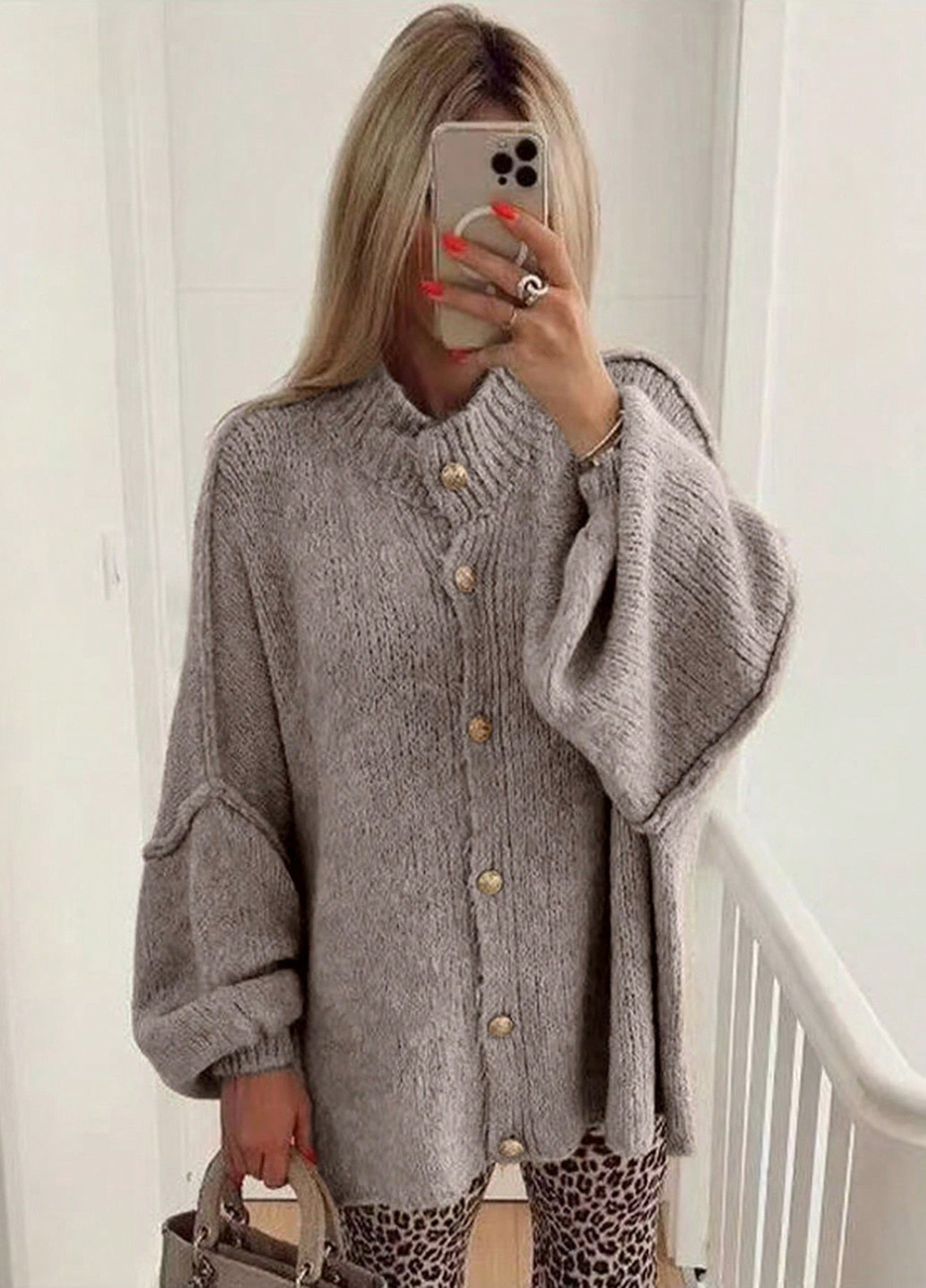 Темно-бежевый демисезонный кардиган SHEIN