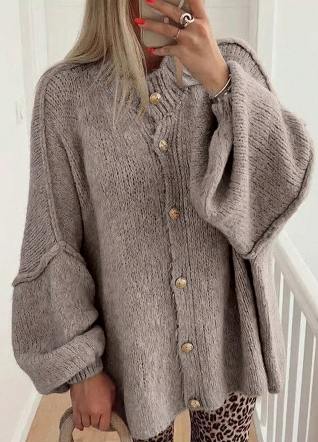 Темно-бежевый демисезонный кардиган SHEIN