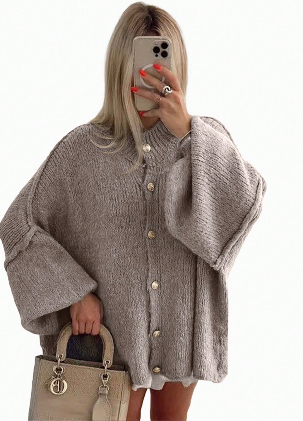 Темно-бежевый демисезонный кардиган SHEIN