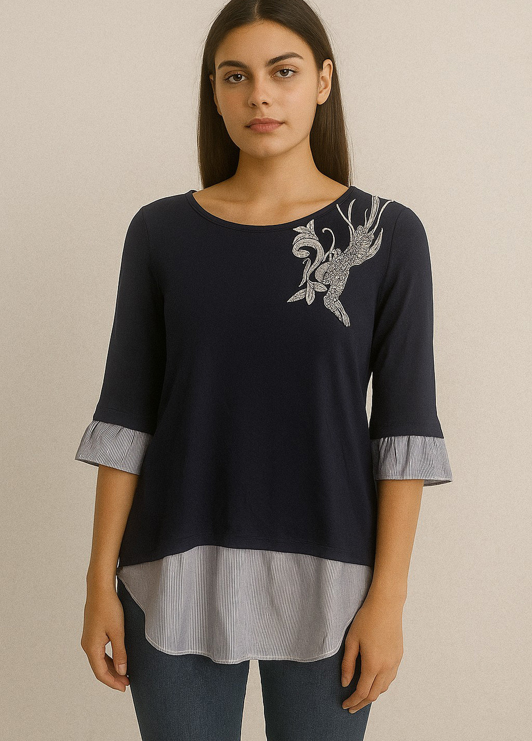 Темно-синя блуза Sassofono