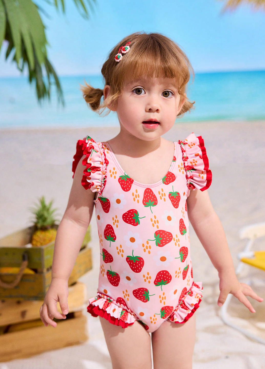 Розовый летний купальник слитный SHEIN