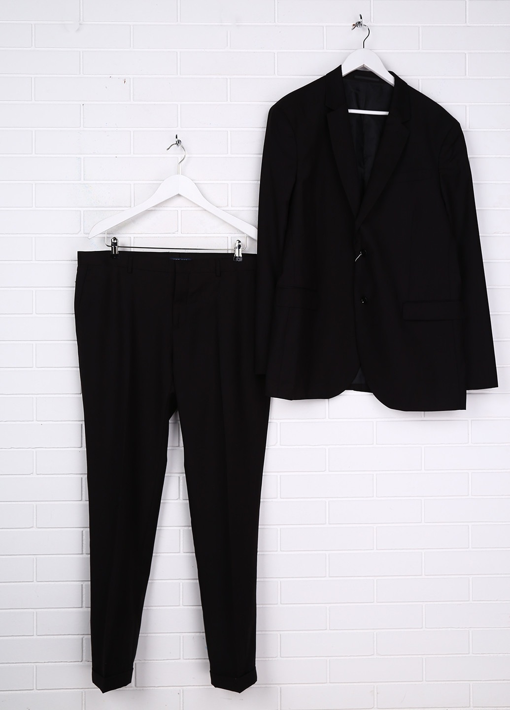 Черный демисезонный костюм (пиджак, брюки) брючный Pier One