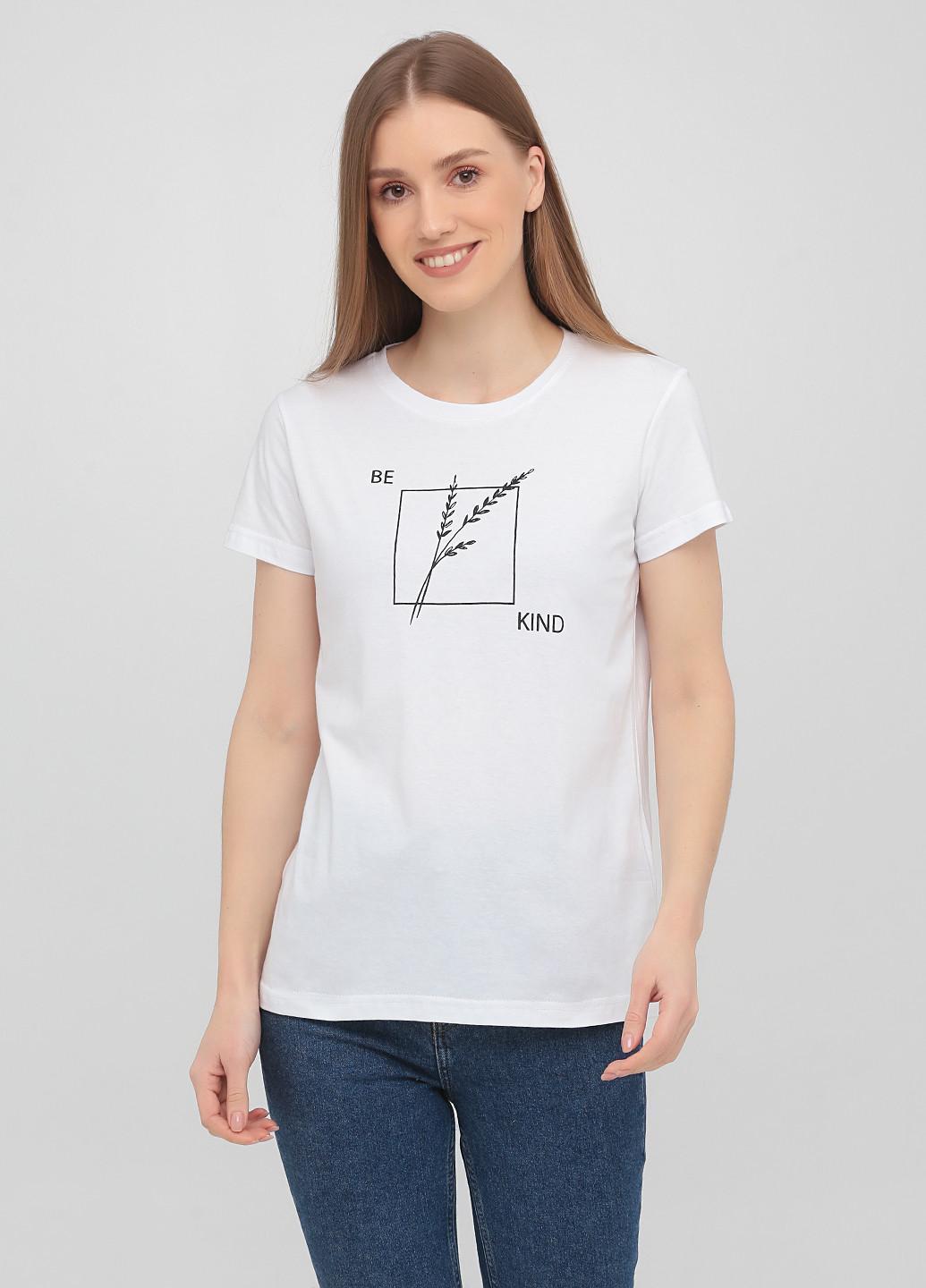 Белая летняя женская футболка, базовая be kind KASTA design