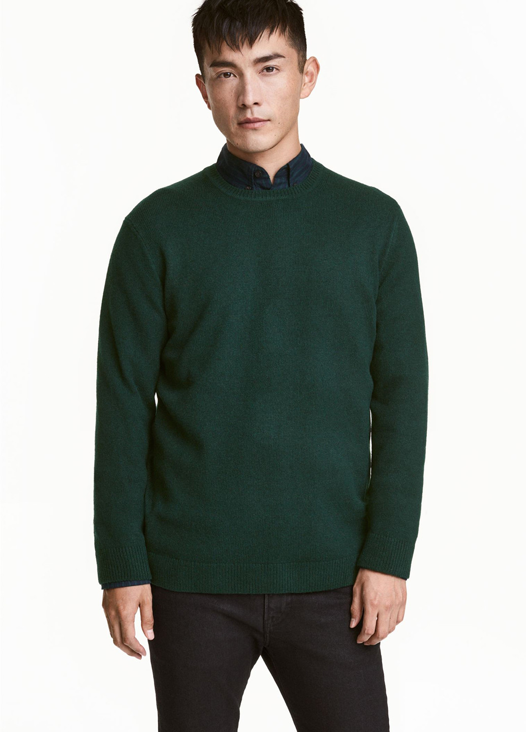 Темно-зеленый зимний светр зимовий джемпер H&M