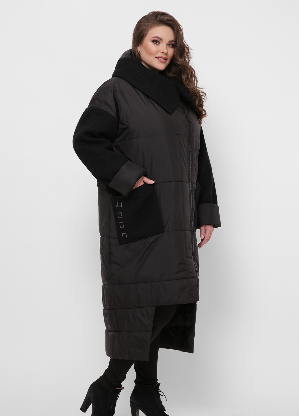 Черная зимняя удлиненная куртка синди Welltre