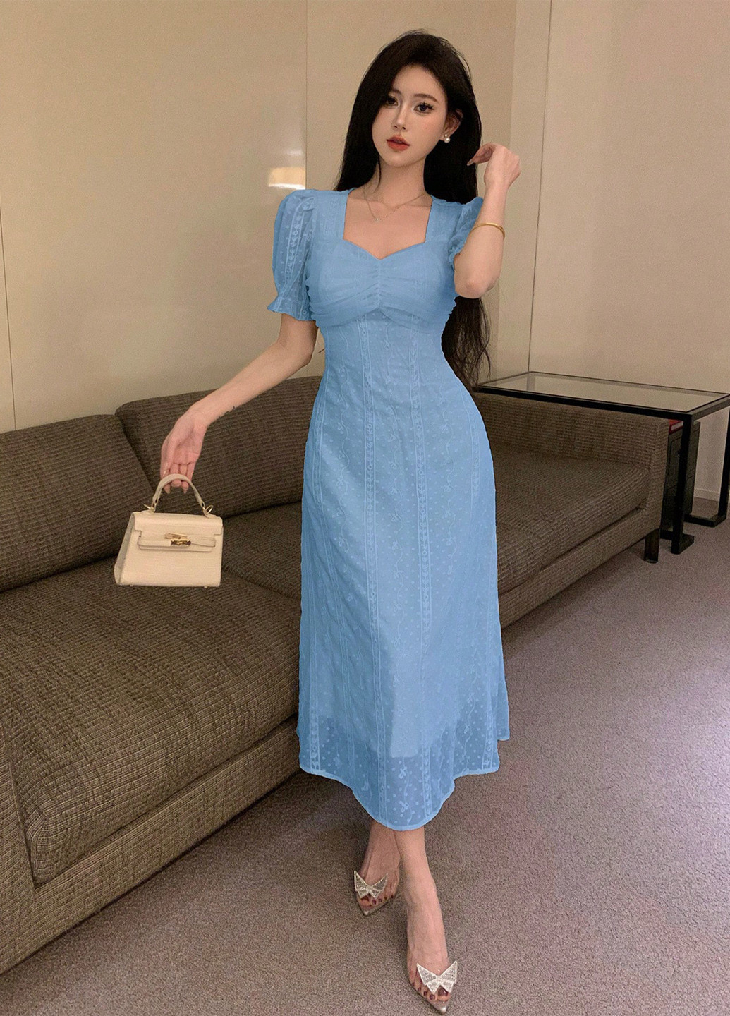 Синя кежуал сукня а-силует SHEIN однотонна