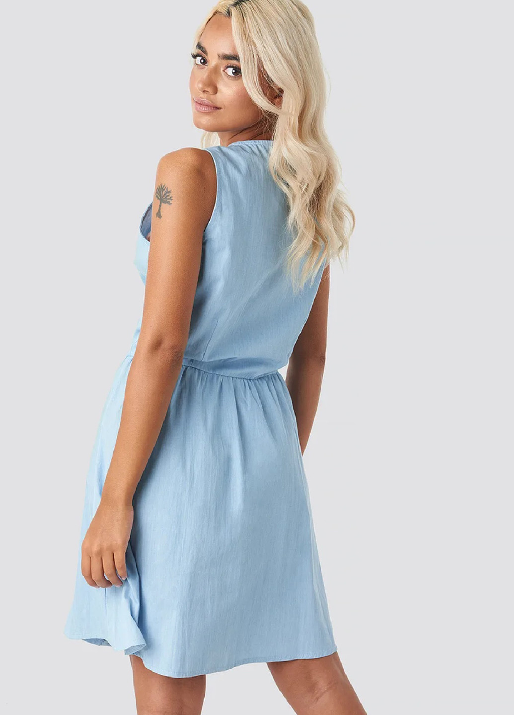 Блакитна кежуал плаття, сукня кльош Sisters Point однотонна