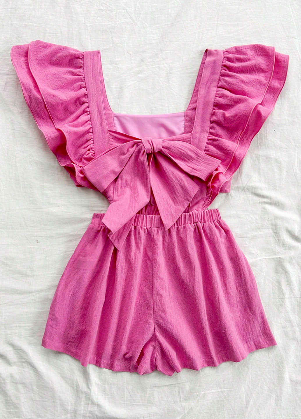 Комбинезон SHEIN комбинезон-шорты однотонный розовый кэжуал хлопок