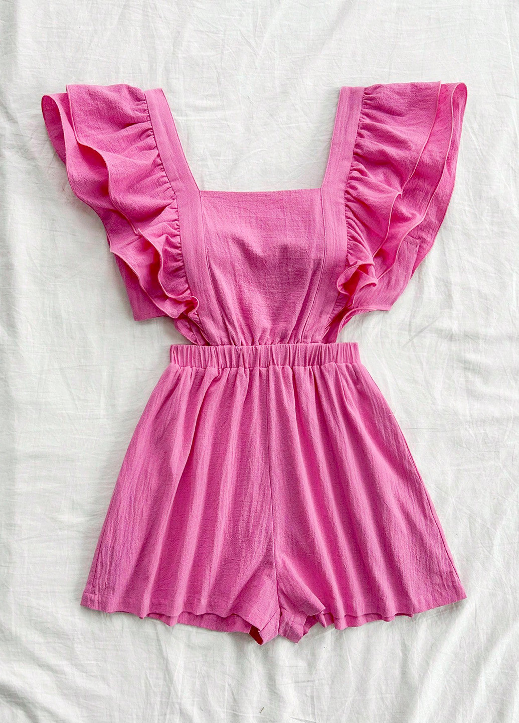 Комбинезон SHEIN комбинезон-шорты однотонный розовый кэжуал хлопок