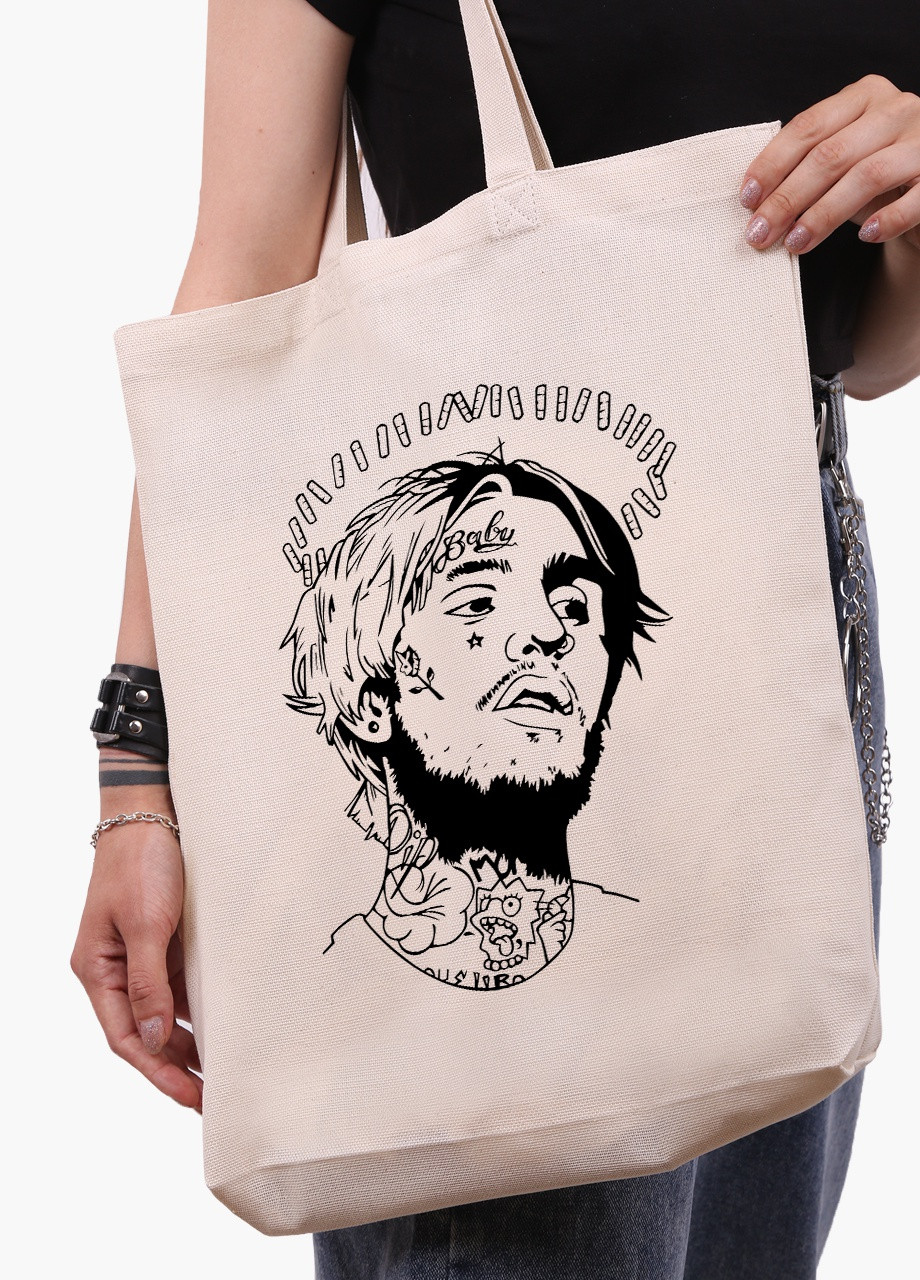 Еко сумка шоппер біла Ліл Піп (Lil Peep) (9227-2634-WTD-1) екосумка шопер 41*39*8 см MobiPrint (215977490)