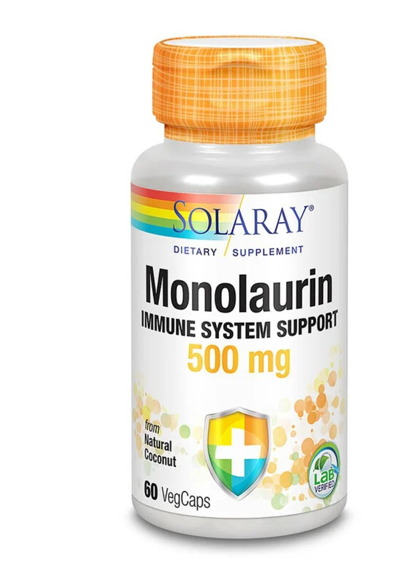 Монолаурін, Monolaurin,, 500 мг, 60 вегетаріанських капсул Solaray (228293318)