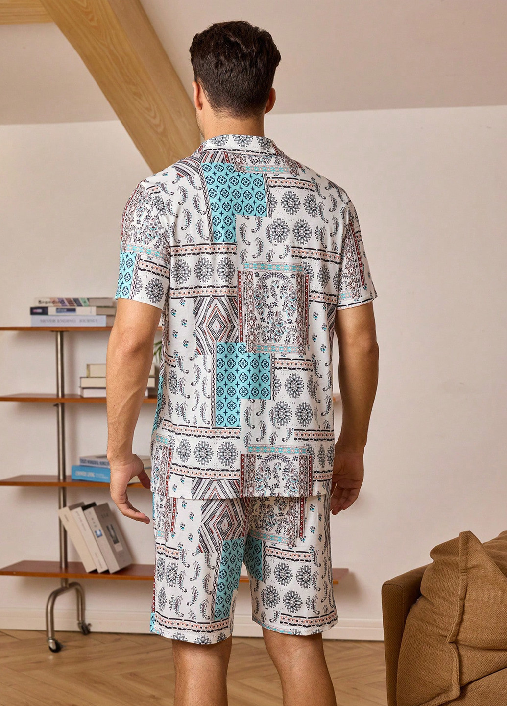 Светло-бежевый демисезонный костюм (рубашка, шорты) SHEIN