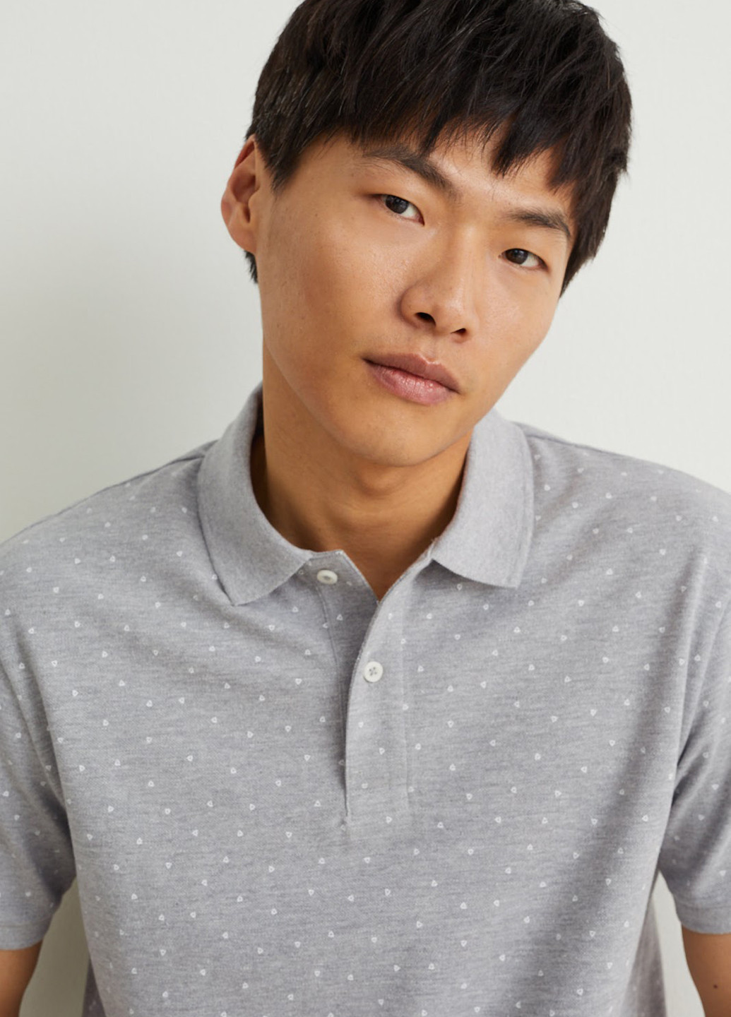 Серая футболка-поло для мужчин C&A меланжевая