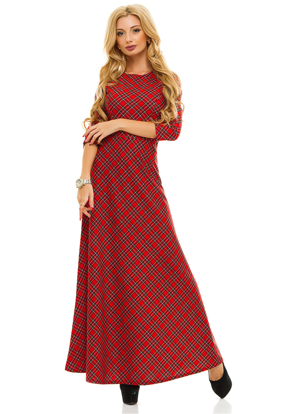 Красное кэжуал платье Lady Style