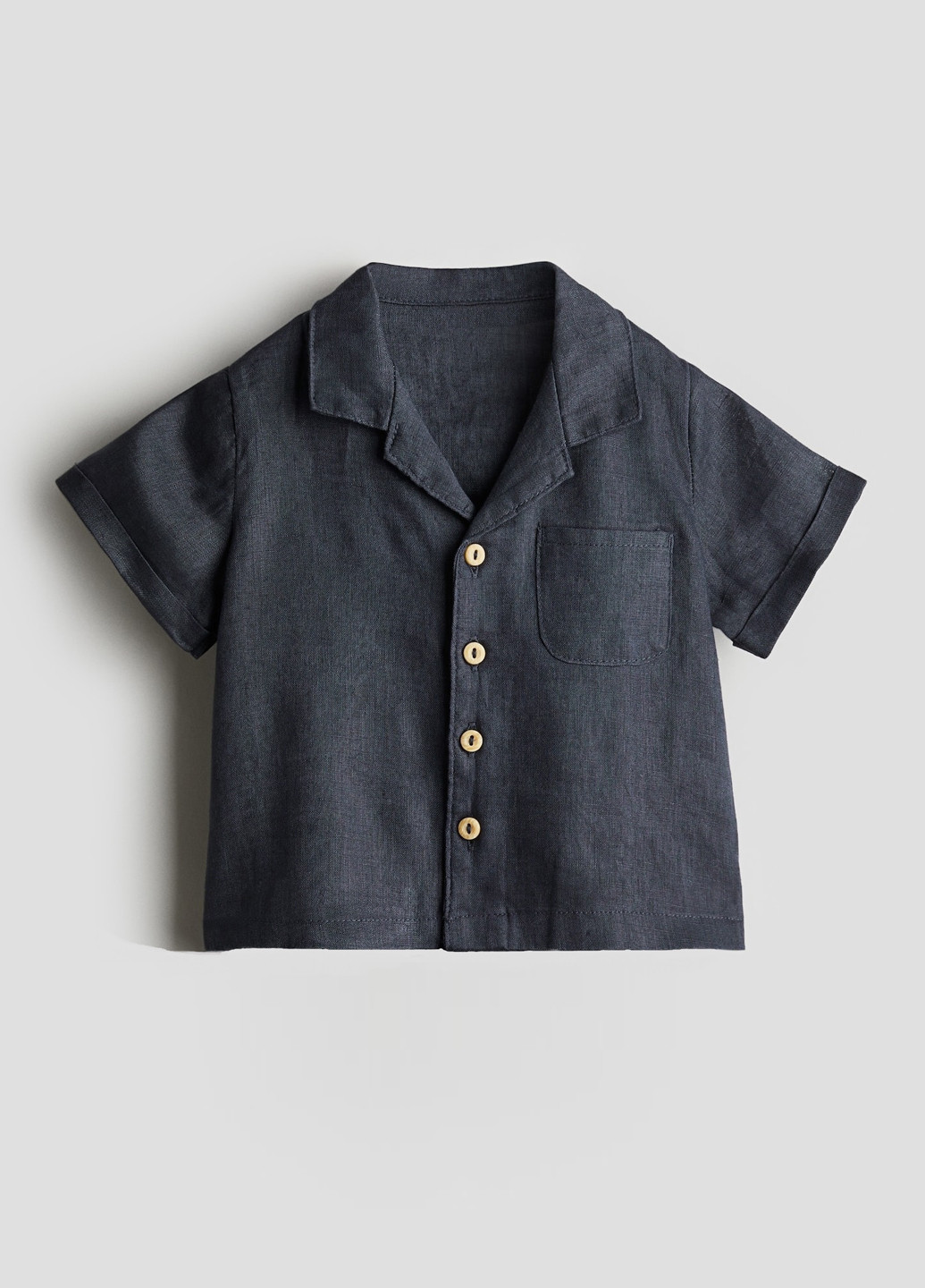 Серая кэжуал рубашка однотонная H&M с коротким рукавом