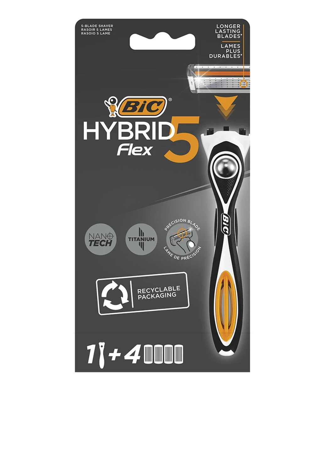 Станок для бритья с 4 сменными картриджами Flex 5 Hibrid Bic (249037577)