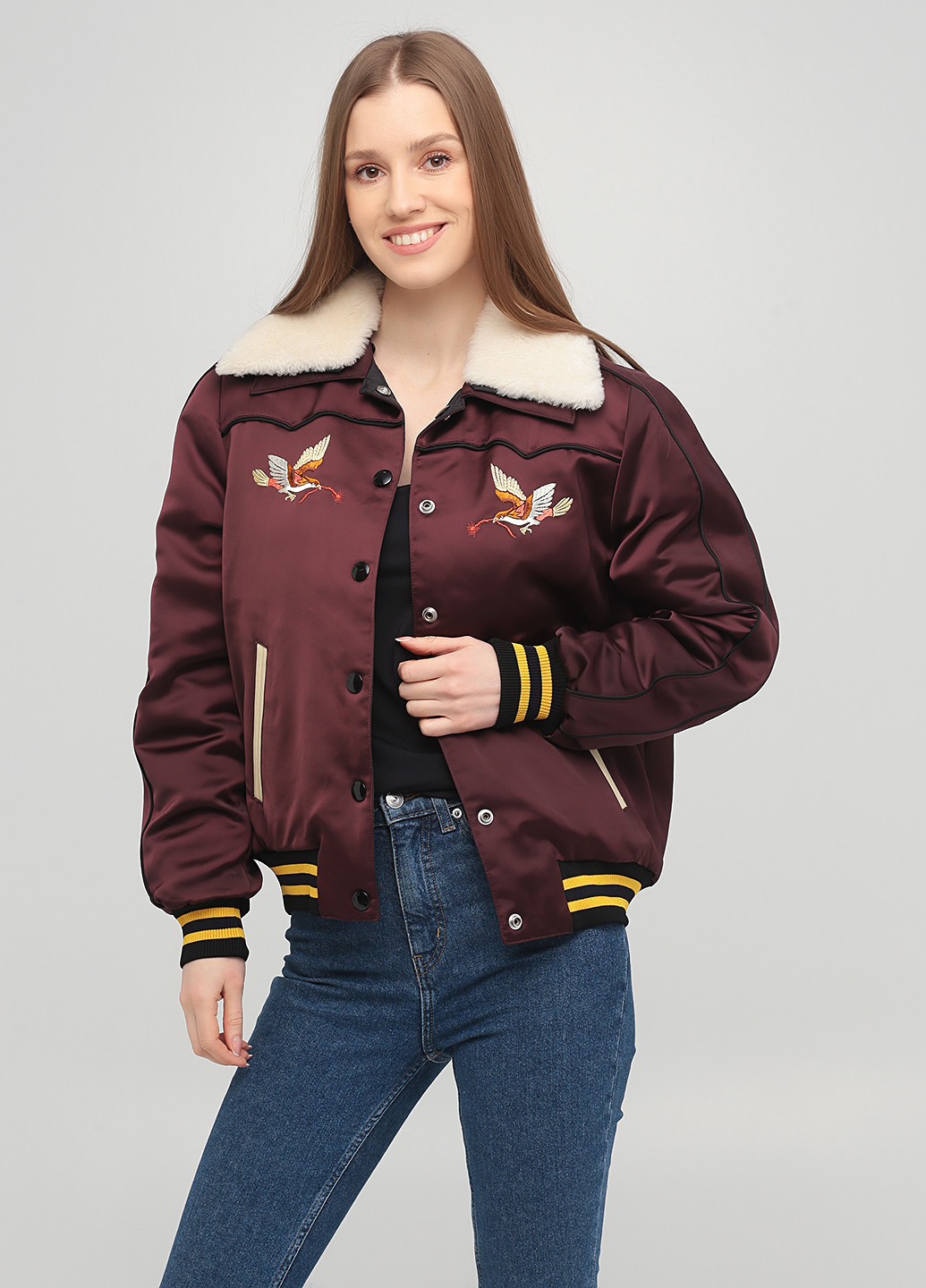 Бордовий демісезонний Пуховик Coach