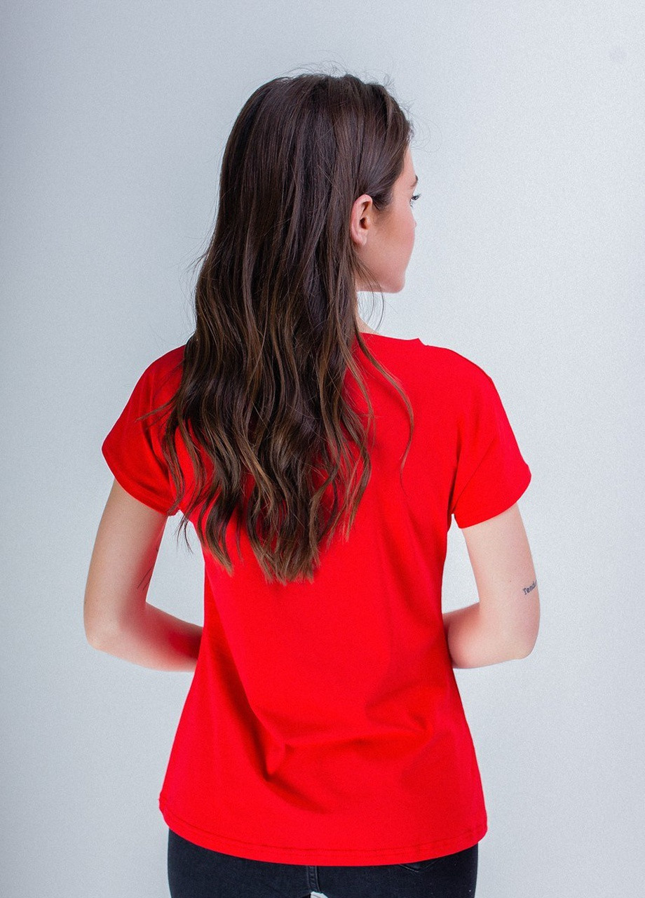Женская вышитая футболка Ожерелье красная Melanika (232536123)