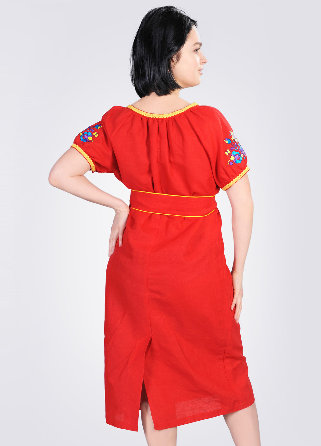Сукня вишиванка з мережевом Egostyle квіткова червона льон
